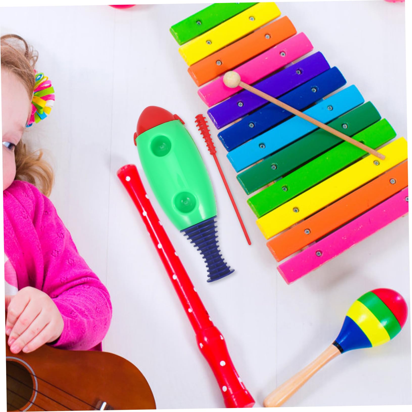 KOMBIUDA 5-Piece Kids Musical Instrument Set - Wooden Percussion Garland Shaking Toys for Toddlers & Children | Fun Early Learning Toys for Classroom, Birthday Party & Music Time Play