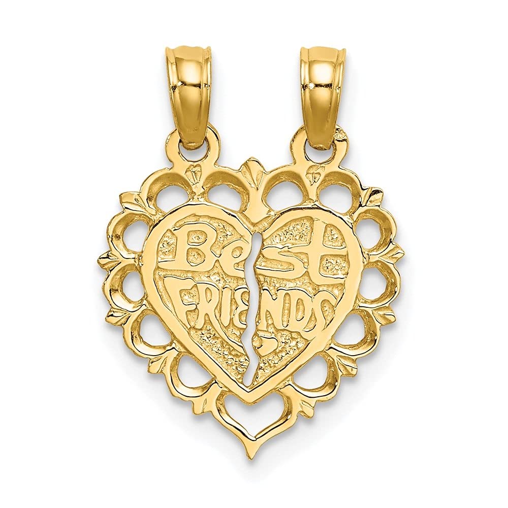 14k Gold Best Friend Break-Apart Heart Charm Necklace & Bracelet Set - Perfect Gift for Women, Bridesmaids, and Anniversary Celebrations