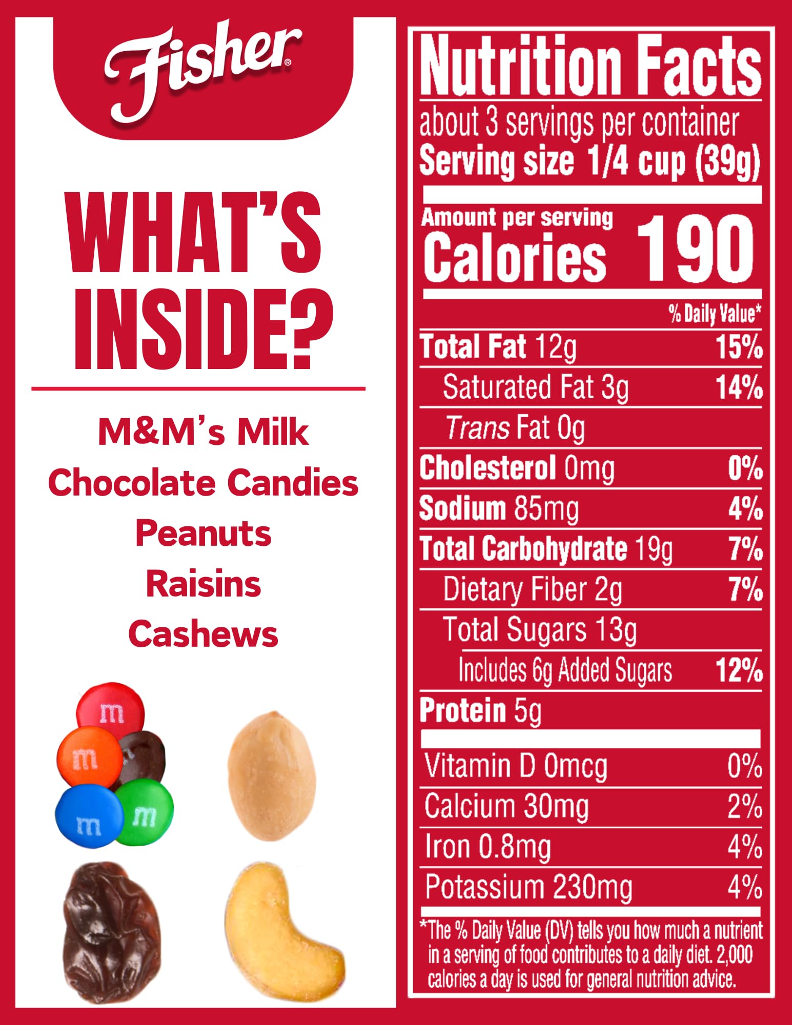 Fisher Snack Summit Trail Mix - 4oz Pack of 6 | Peanuts, Milk Chocolate Candies, Raisins & Cashews | Resealable Pouches | Perfect for Hiking, Camping & Office Snacks