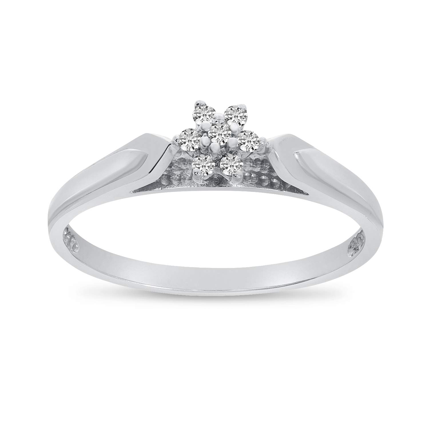 10K White Gold Diamond Cluster Ring for Women - Elegant Wedding, Engagement & Anniversary Jewelry Gift
