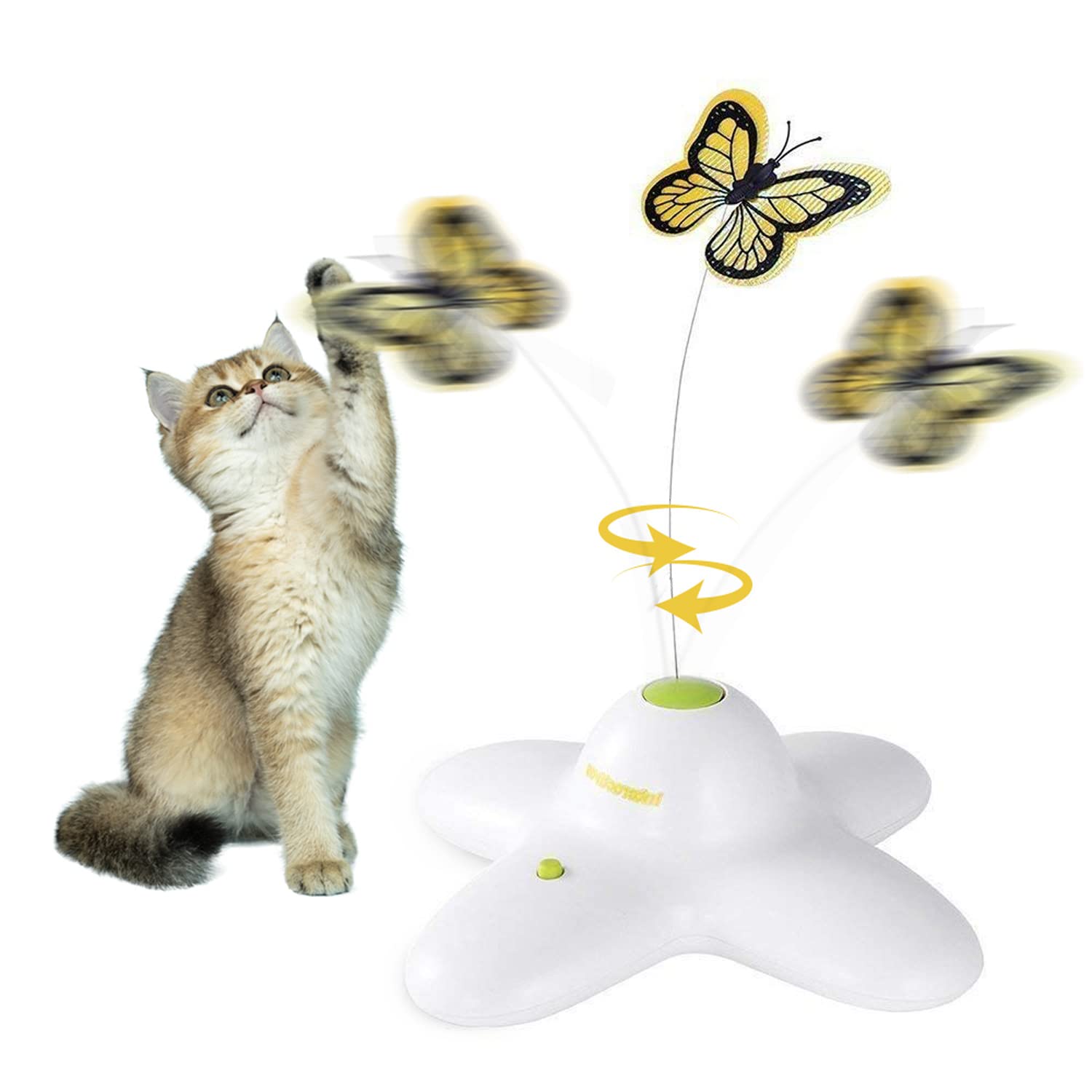 Interactive Cat Toy for Indoor Cats - All For Paws Flutter Rotating Butterfly Kitten Toy with 2 Replacements | Fun Exercise & Mental Stimulation for Playful Kittens