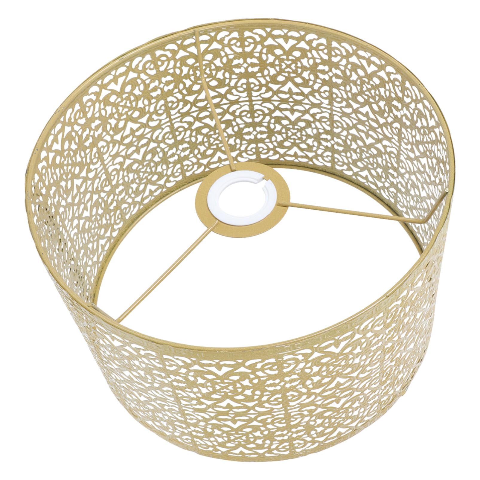 Vintage Hollow Out Metal Drum Lamp Shade - E27/E14 Clip-On Bulb Replacement for Ceiling, Table, Wall & Floor Lamps - Golden Finish - Perfect for Living Room, Bedroom, Dining Room & Office Decor