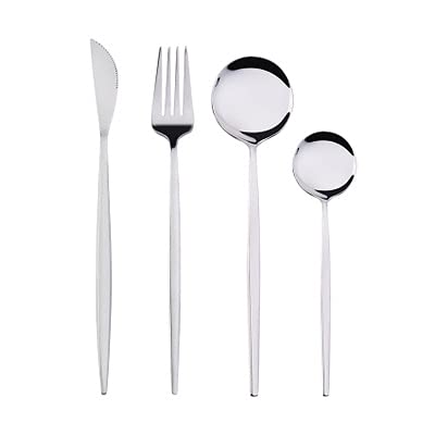 24-Piece Stainless Steel Silverware Flatware Set - Knives, Forks & Spoons for Dinner, Home & Party | Elegant Tableware for Everyday Use, Entertaining & Special Occasions (Silver)