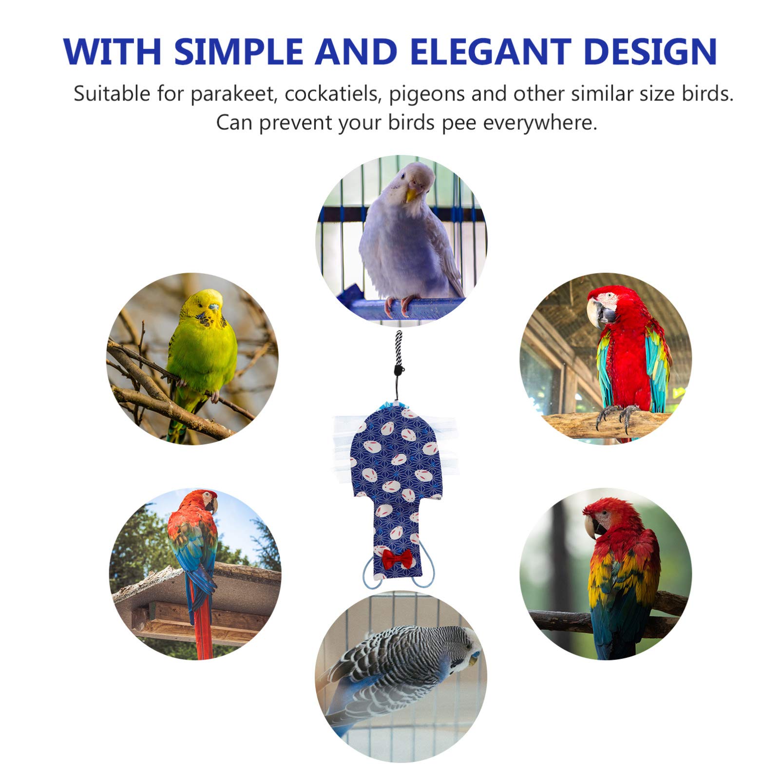 Balacoo Washable & Reusable Bird Diaper - Parrot Flight Suit, Nappy & Pet Clothes for Cockatiels, Lovebirds & Small Birds | Perfect for Travel, Training & Cage-Free Playtime