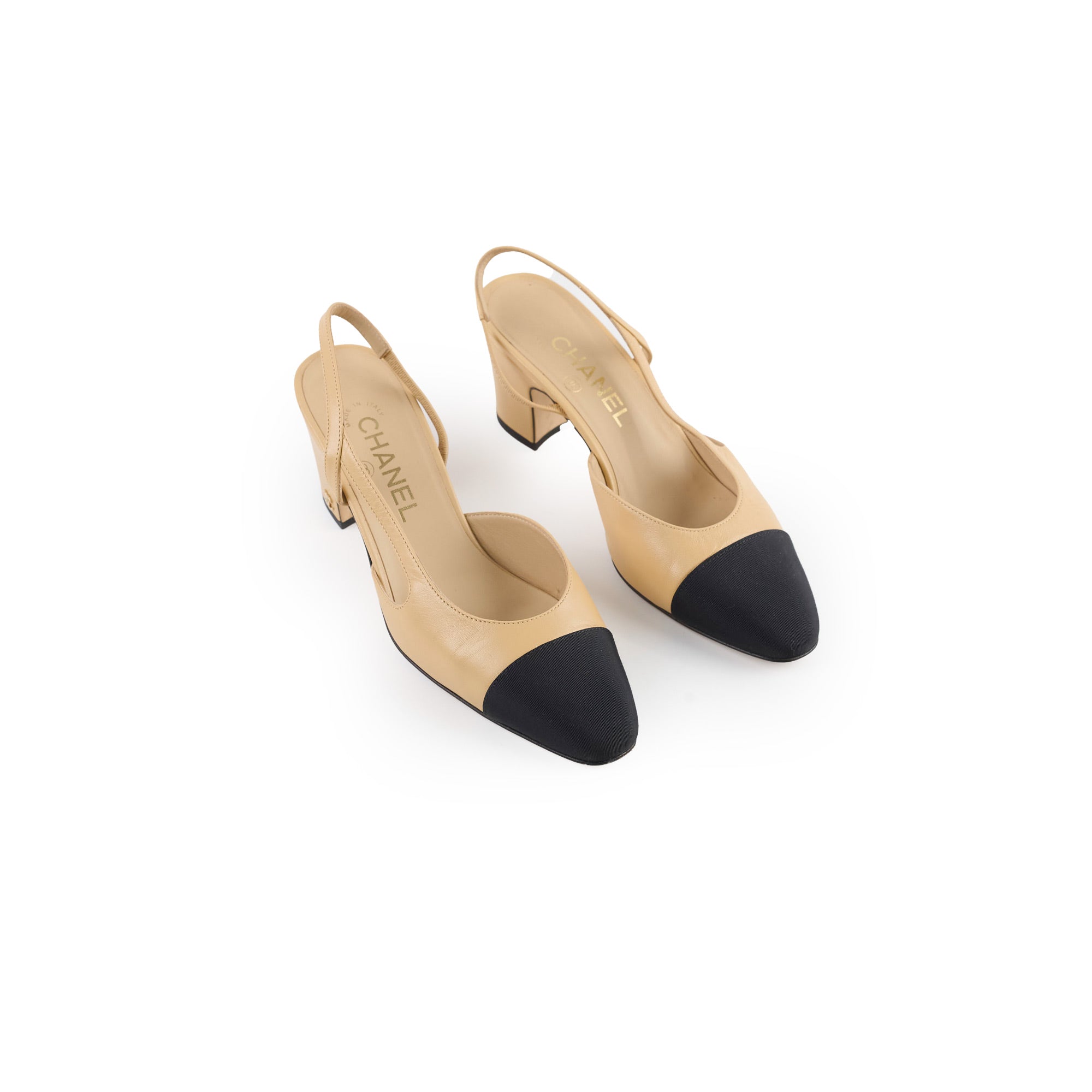 Chanel Beige Slingback Pumps Size 37.5 - Classic Heels for Women | Perfect for Office, Wedding & Evening Events