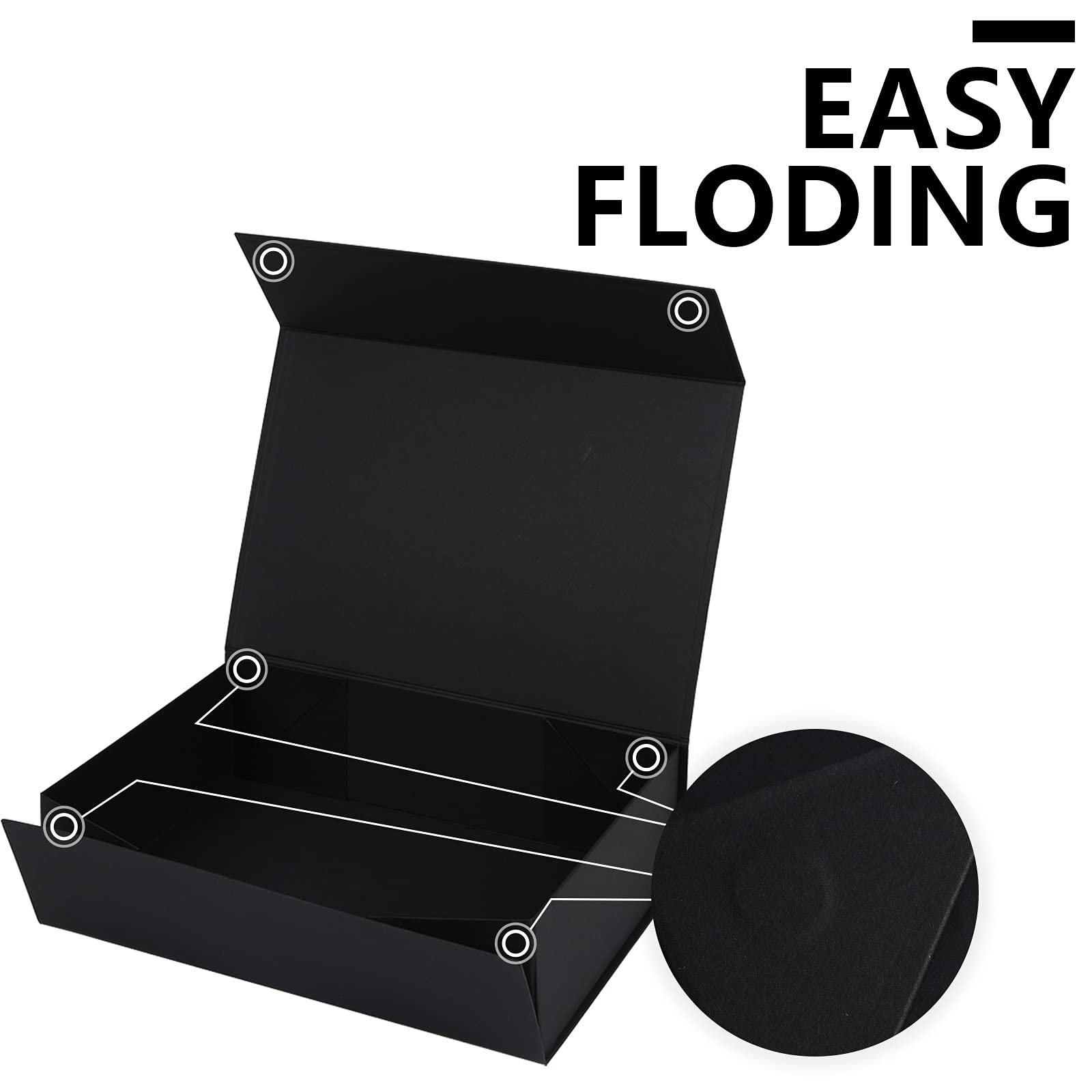 KoKoBin 13.5x9.5x4 Inches Magnetic Gift Box with Lid - Elegant Wedding, Birthday & Proposal Gift Packaging (Black) - Perfect for Groomsmen Gifts, Party Favors & Special Occasions