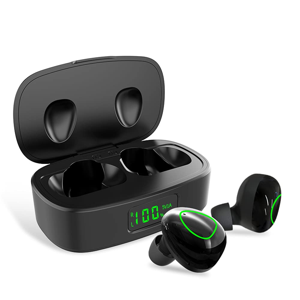 6D Stereo Sound Wireless Earbuds - TWS Bluetooth 5.0 Headphones with IPX7 Waterproof, Auto Pairing & Touch Control, 500mAh Charging Case (Black) - Perfect for Running, Gym Workouts & Daily Commute