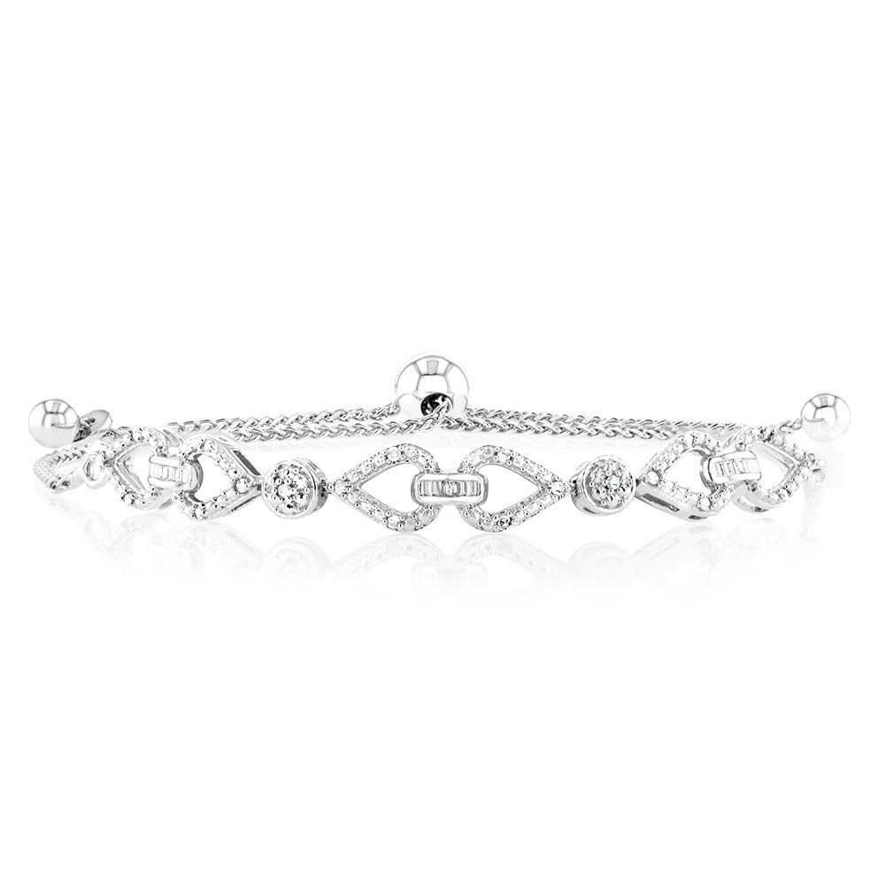 1/10 Carat Diamond Sterling Silver Bracelet - Elegant Fancy Jewelry for Women, Perfect for Weddings, Anniversaries & Special Occasions