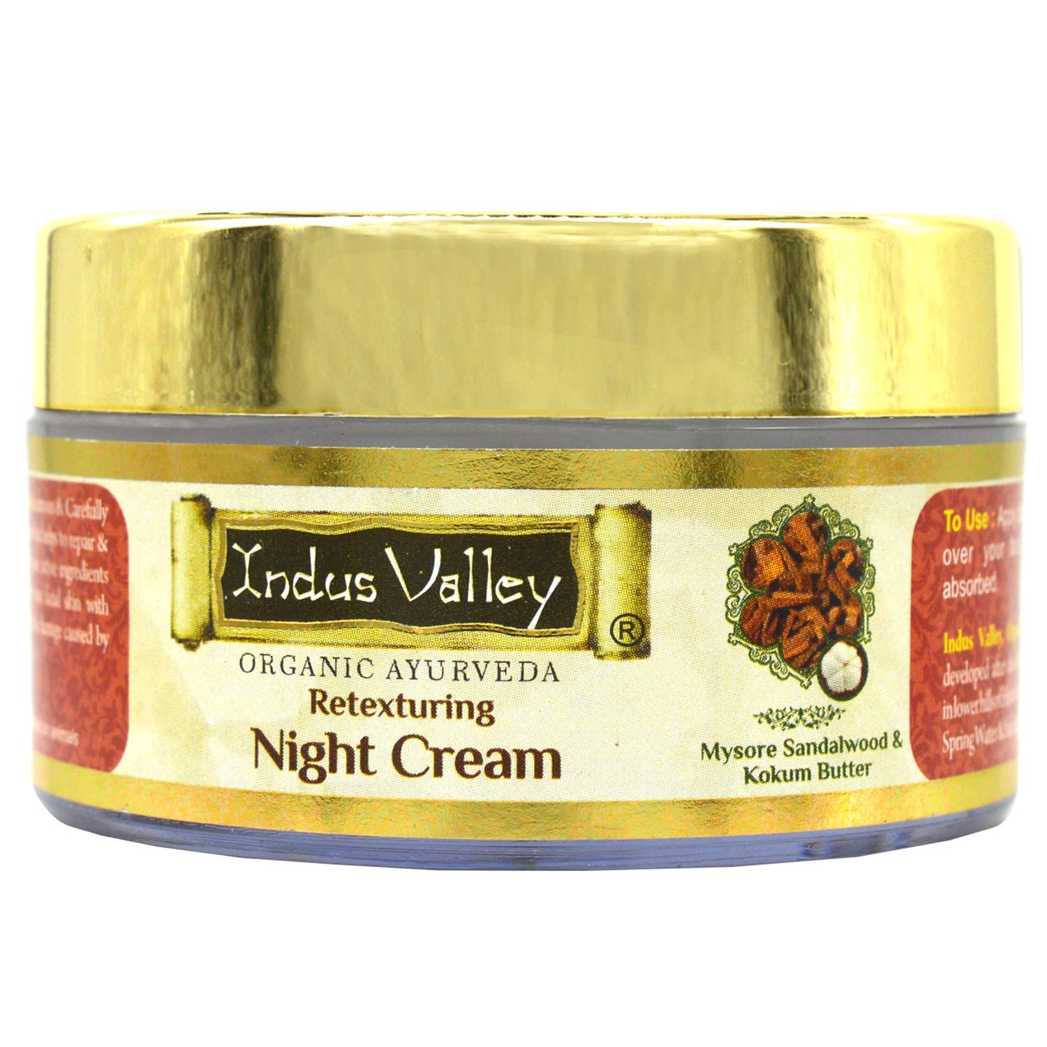 INDUS VALLEY Organic Night Cream with Mysore Sandalwood & Kokum Butter - 50ml Anti-Aging Face Moisturizer for Dry & Sensitive Skin - Perfect for Nighttime Skincare Routine & Hydration