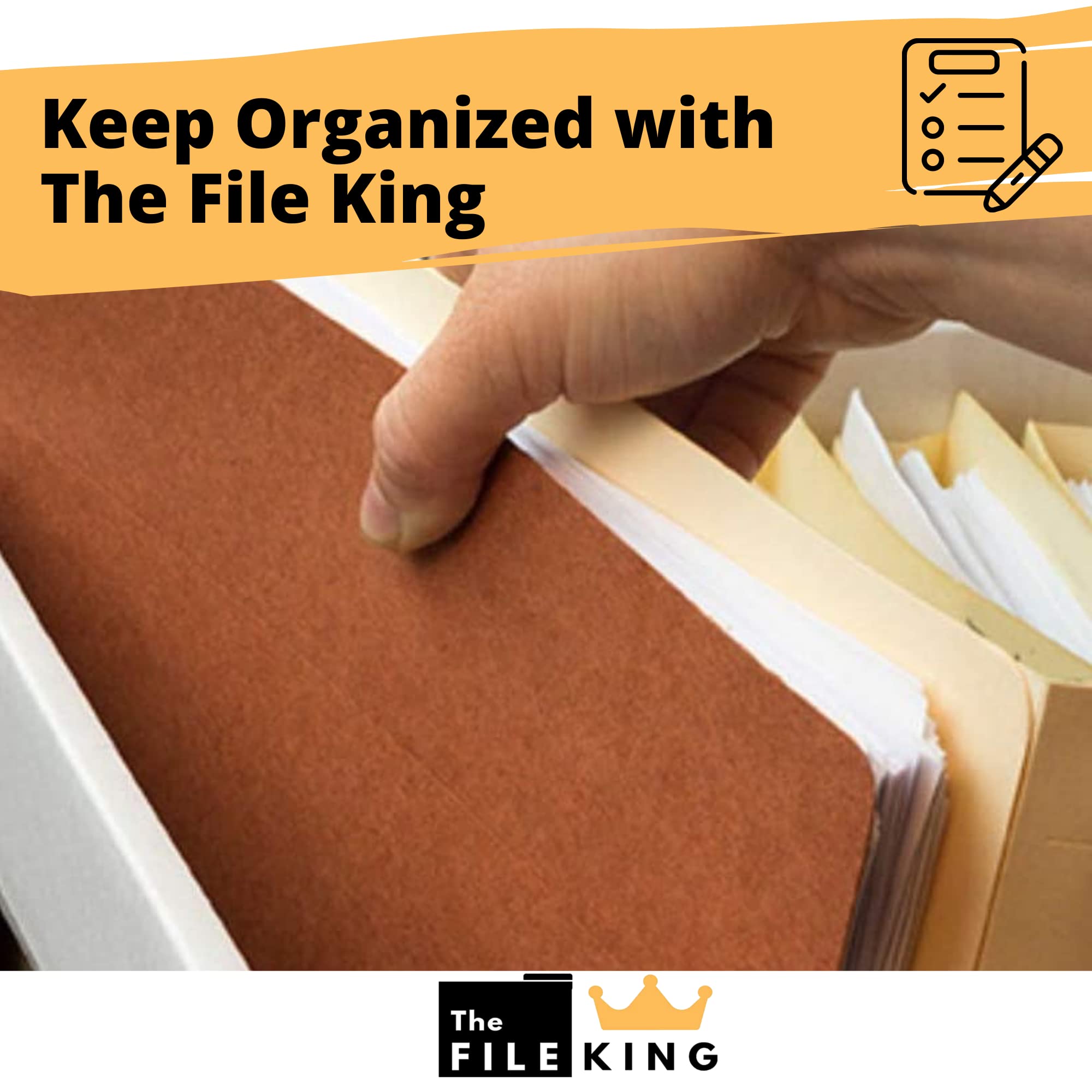 The File King 10-Pack Letter Size Accordion File Folders | Expanding File Organizer with 5.25