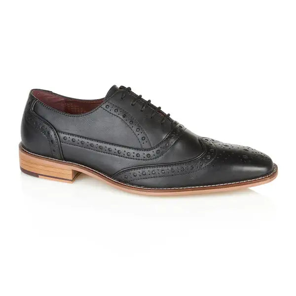 Men's Black Sidney Oxford Shoes - Classic London Brogues for Formal & Business Wear - Comfortable Dress Shoes for Office, Wedding & Special Occasions