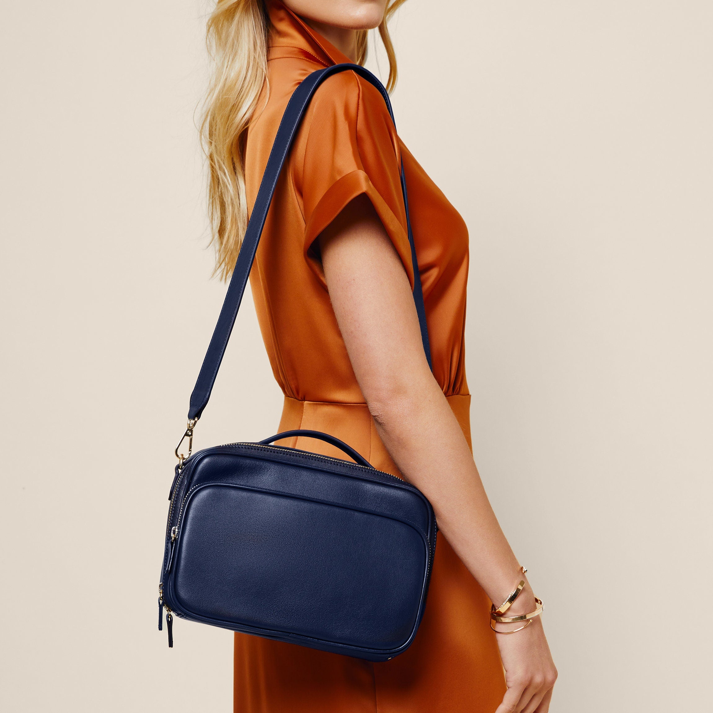 Meadow Large Satchel Bag for Women - Navy Blue Crossbody Tote with Adjustable Strap, Perfect for Work, Travel & Everyday Use