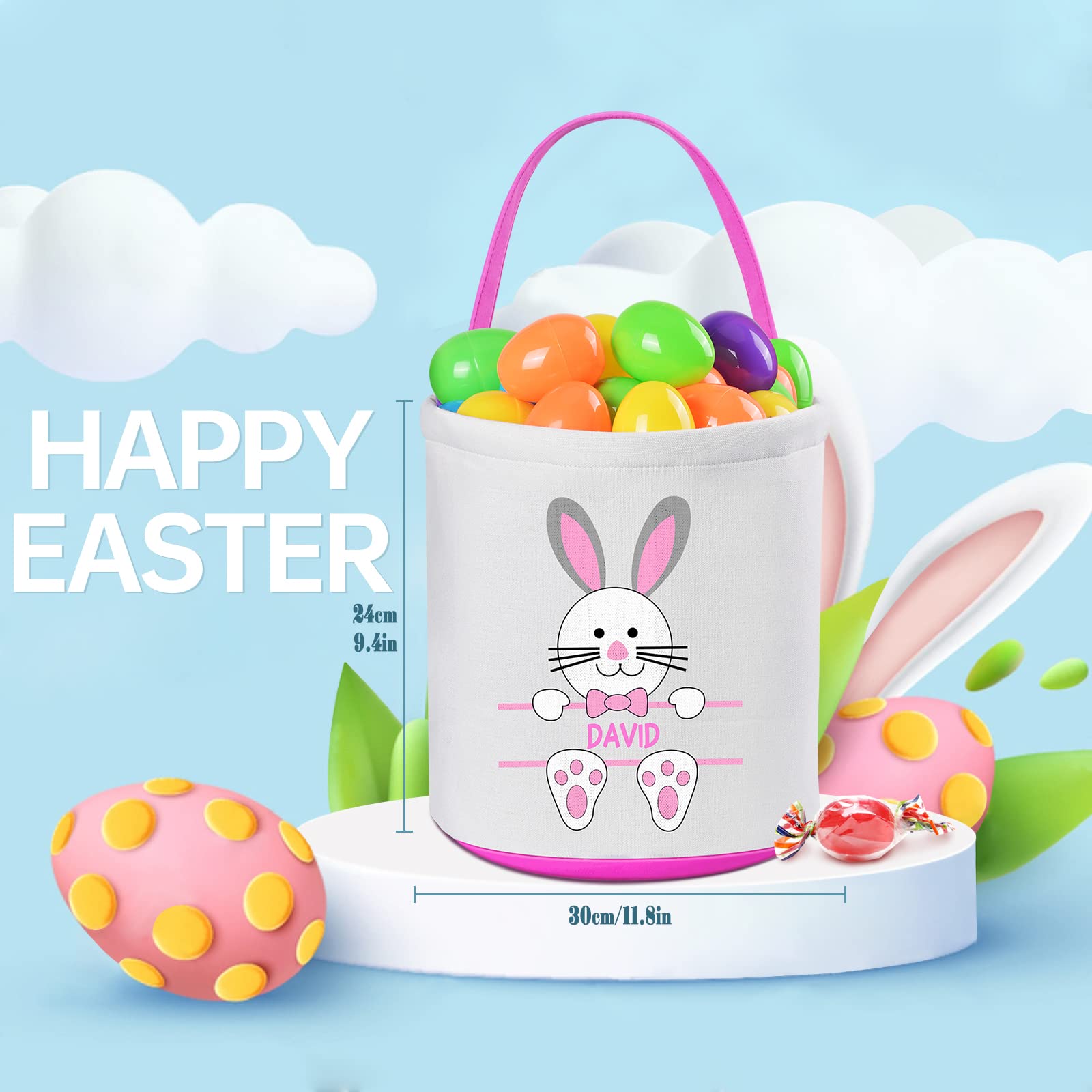 Personalized Easter Basket for Kids - Custom Easter Gifts & Toys for Girls - Pink (Easter Party & Home Decor)