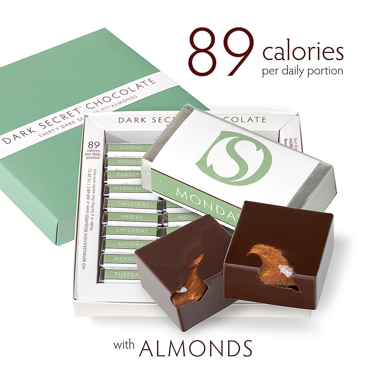 Premium Dark Chocolate with Almonds - 3 Pack (30 Day Supply) | Gourmet Snacks for Gifts, Parties & Healthy Desserts