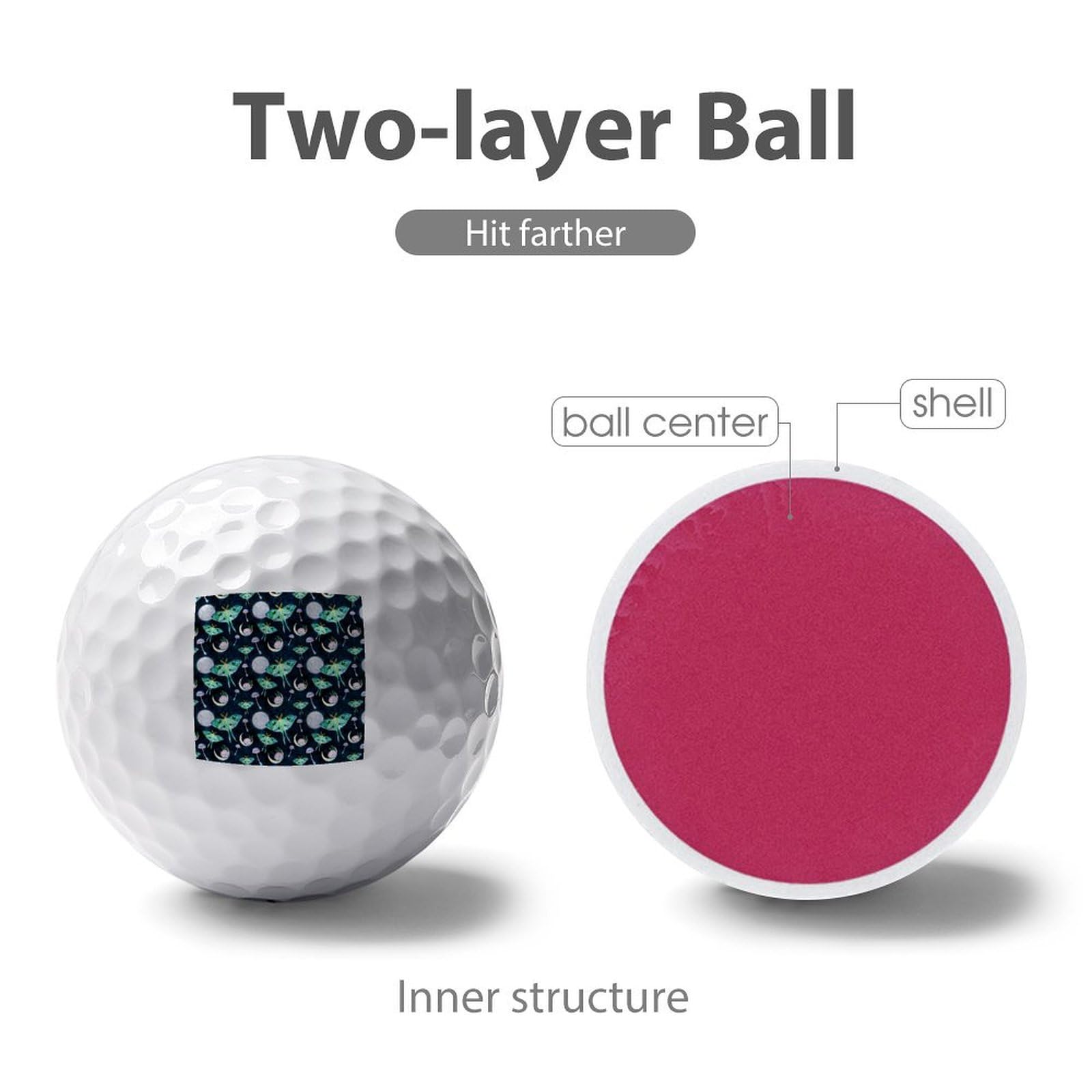 Custom Full Moon Moth Butterfly Golf Balls - Premium Comfort Feel Personalized Golf Equipment for Practice & Tournament Play