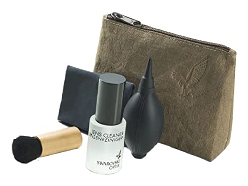 Swarovski CSO 6-Piece Premium Optics Cleaning Kit for Binoculars, Cameras & Telescopes - Lens Cleaning Pen, Microfiber Cloth, Brush & Solution for Crystal Clear Vision