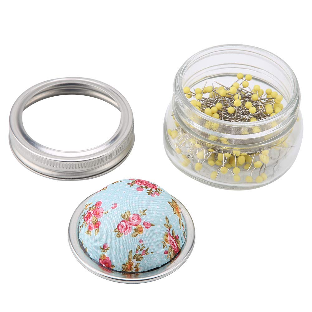 Haosie 200PCS Sewing Pins with Glass Bottle & Pin Cushion - Ball Head Straight Quilting Pins Kit for Sewing, Crafting & DIY Projects | Perfect for Dressmaking, Fabric Arts & Home Sewing Needs