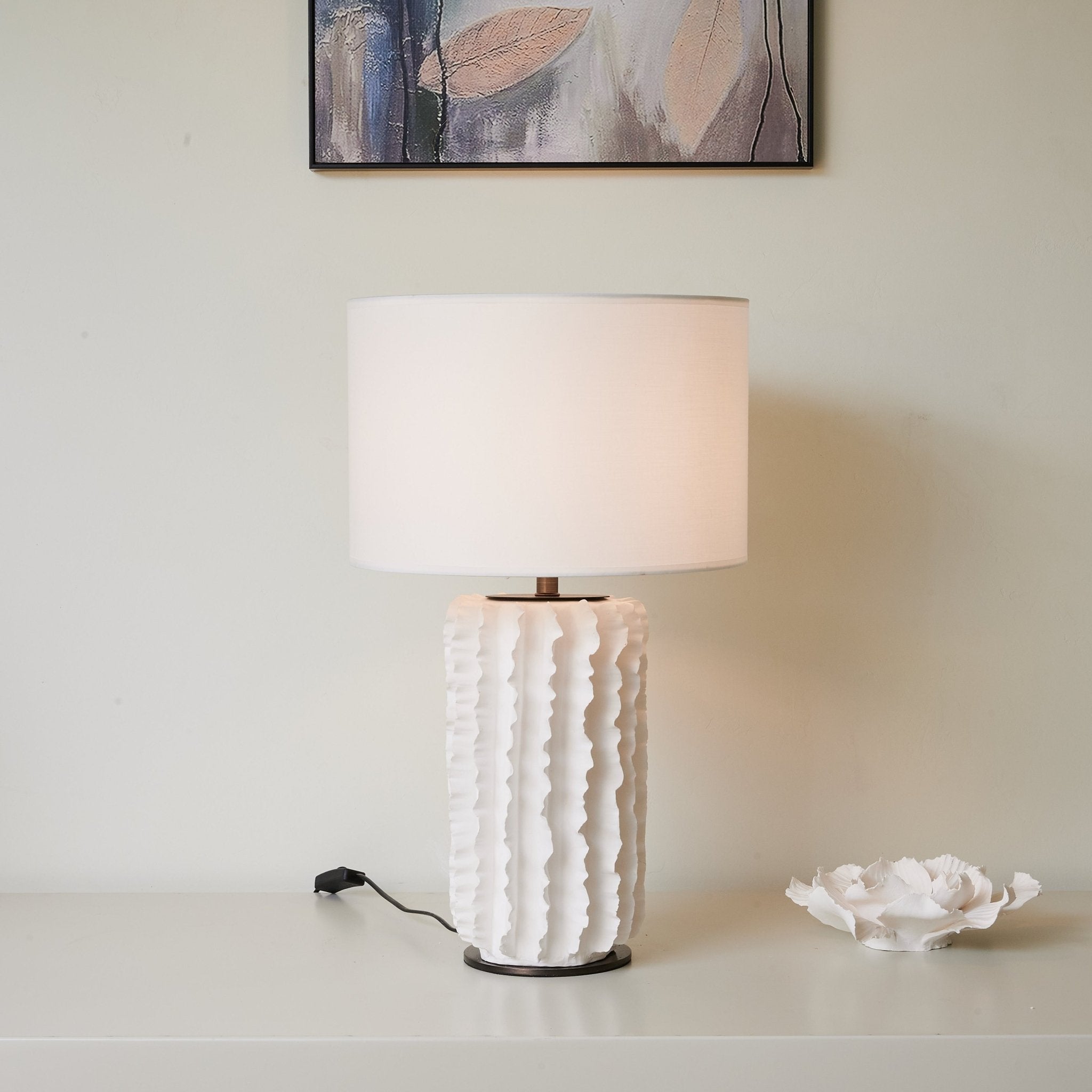 Arroyo Sculpted Ceramic Table Lamp - Modern Home Decor for Bedroom, Living Room & Office - Handcrafted Ceramic Lamp with Natural Texture - Perfect for Ambient Lighting & Interior Design