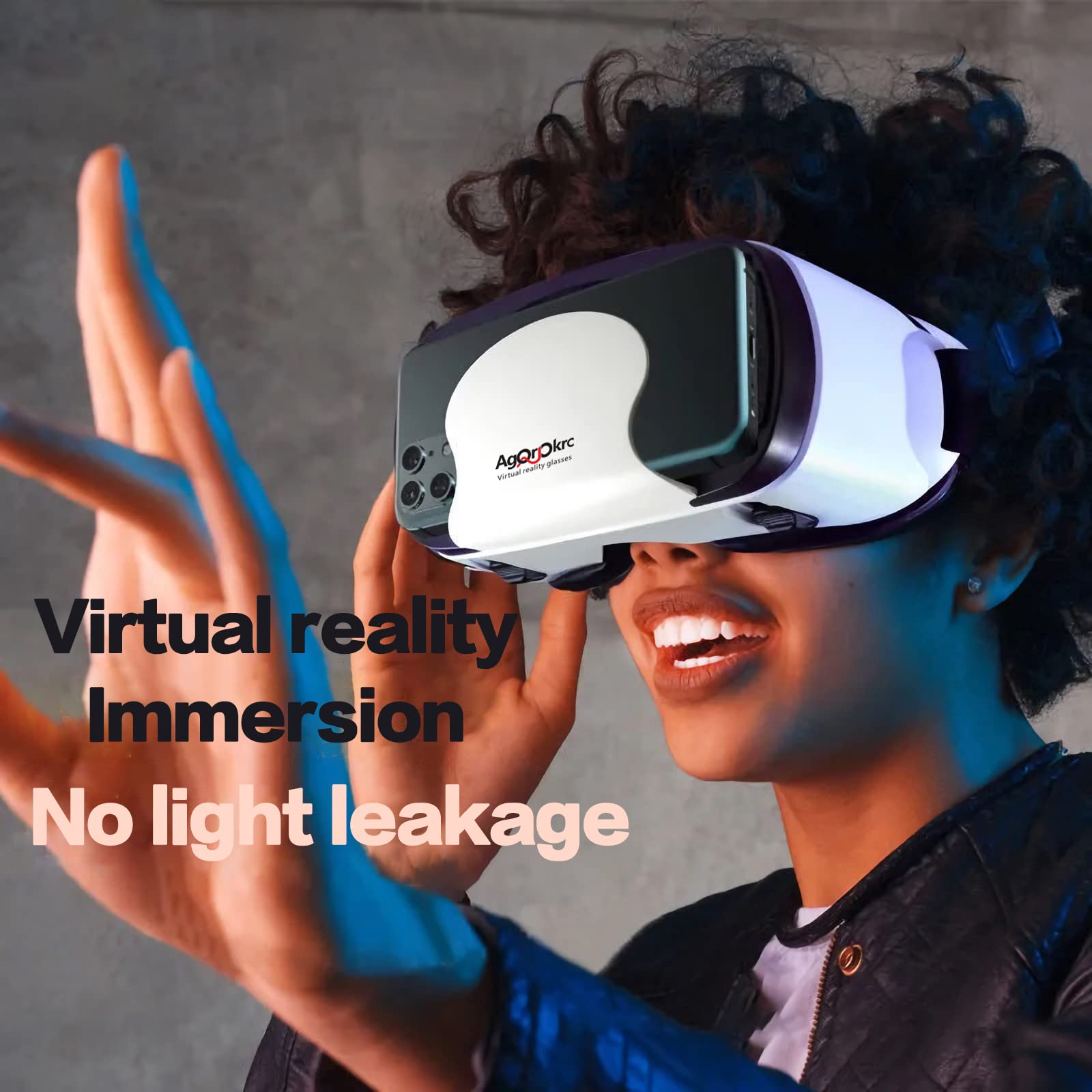 Premium VR Headset for Android & iOS - 3D Virtual Reality Glasses with 2K HD Display & Anti-Blue Light Technology | Ideal for Gaming, Movie Watching & Virtual Experiences | Compatible with Smartphones (White)