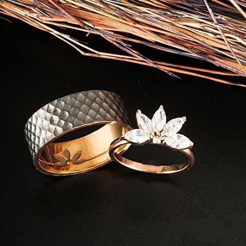 Lotus Flower Silver Wedding Rings Set for Couples - His & Hers Matching Zirconia Wedding Bands - Sterling Silver Engagement Rings with Cubic Zirconia Stones - Perfect for Anniversaries, Proposals, and Romantic Gifts
