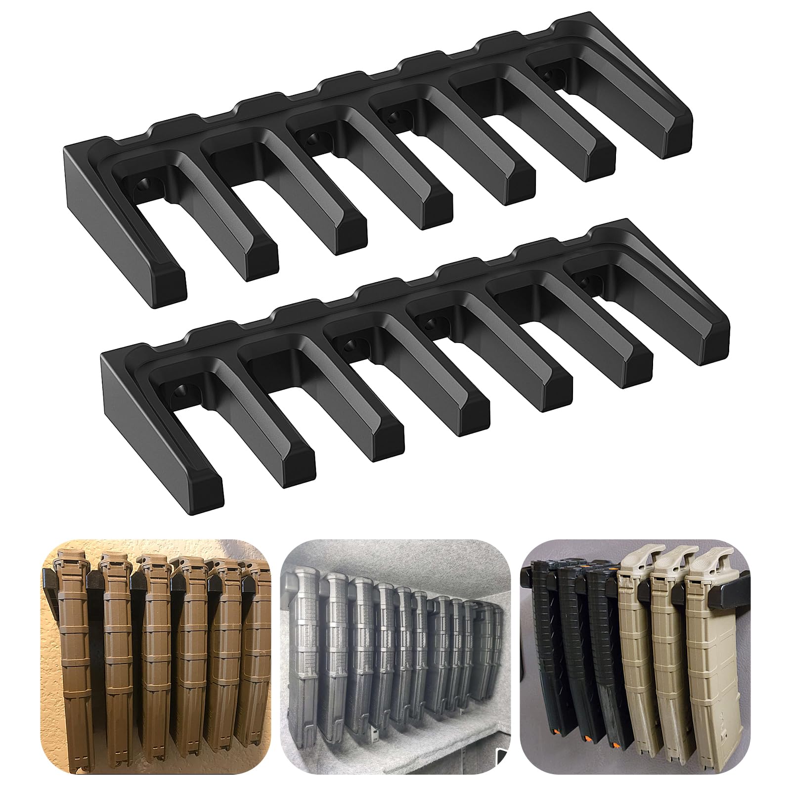 PMAG Rack Wall Mount - AR-15 Magazine Holder & Storage Organizer for Gun Safe, Locker, Cabinet - Durable Wall Mount Display for Home & Office Use - Perfect for Firearm Enthusiasts & Tactical Gear Organization