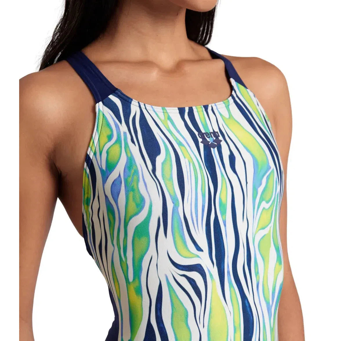 Arena Zebra Stripes Women's One-Piece Swimsuit - High Performance Pro Back Design for Competitive Swimming & Water Aerobics | Perfect for Lap Swimming, Pool Workouts & Beach Activities