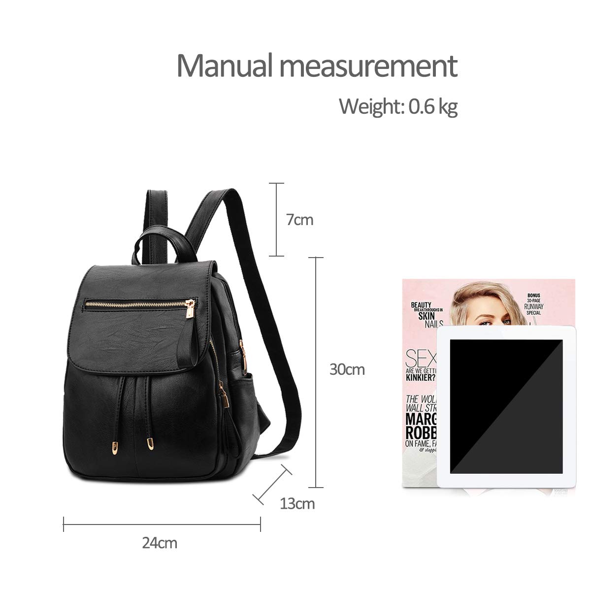 NICOLE&DORIS Women's Fashion Mini Backpack - Faux Leather Shoulder Bag Purse for Ladies & Girls, Black | Perfect for Work, School, Travel & Everyday Use