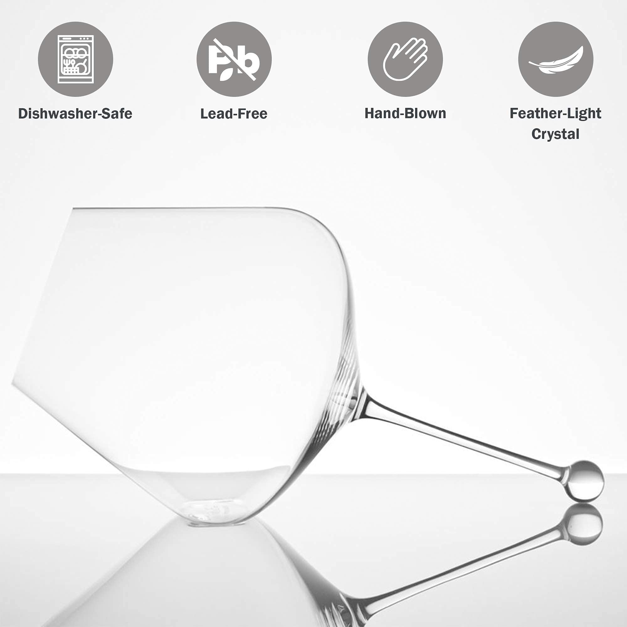 Zalto Denk'Art Gravitas Omega Wine Glass - Hand-Blown Crystal Tasting Glass for Red Wine, White Wine & Champagne | Perfect for Wine Tasting, Fine Dining & Special Occasions