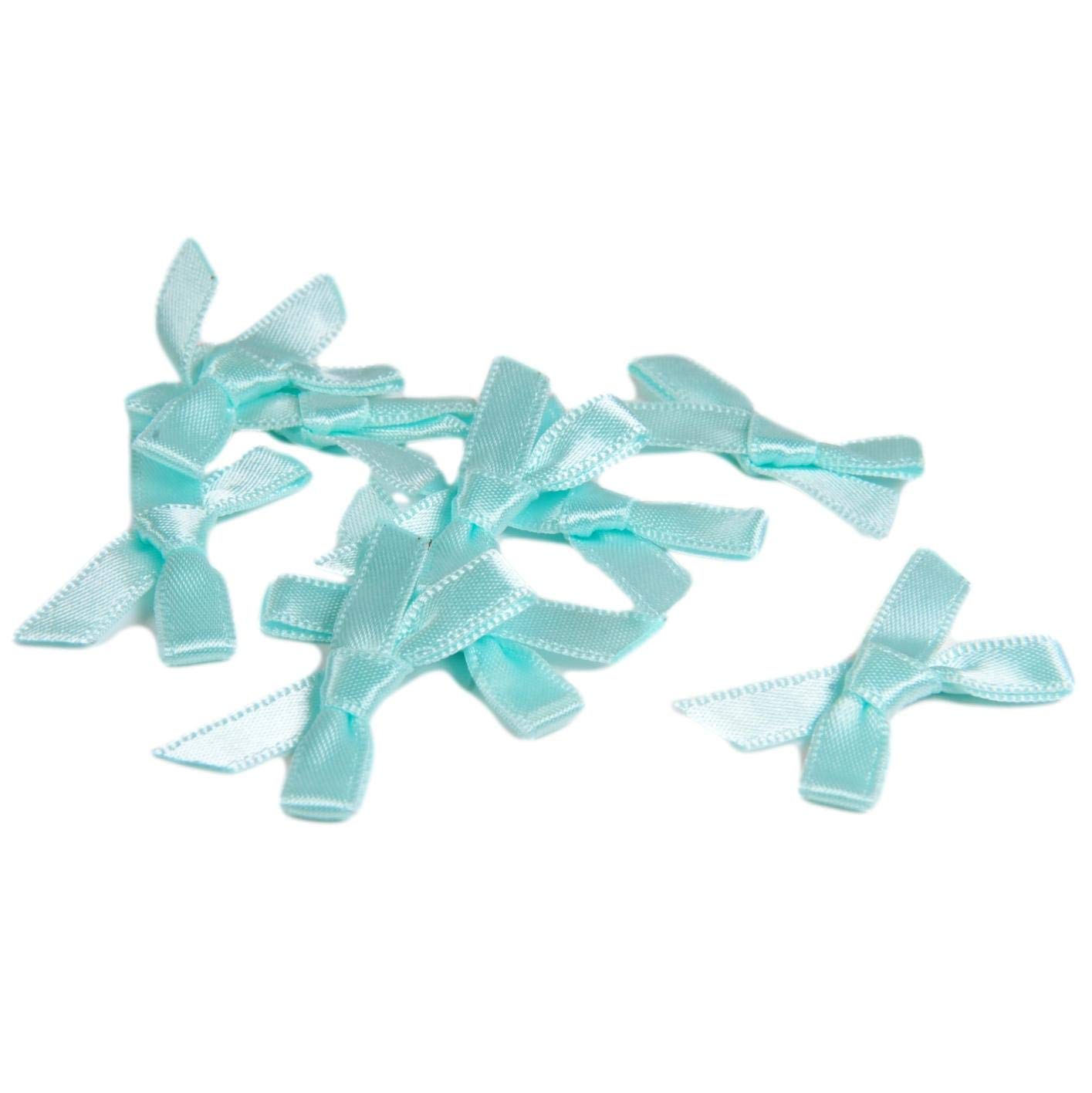 Porcelynne Small Mint Green Satin Bows - 12 Pack for Lingerie, Headbands, Kids Crafts - Perfect for DIY, Hair Accessories, Gift Wrapping & Party Decorations