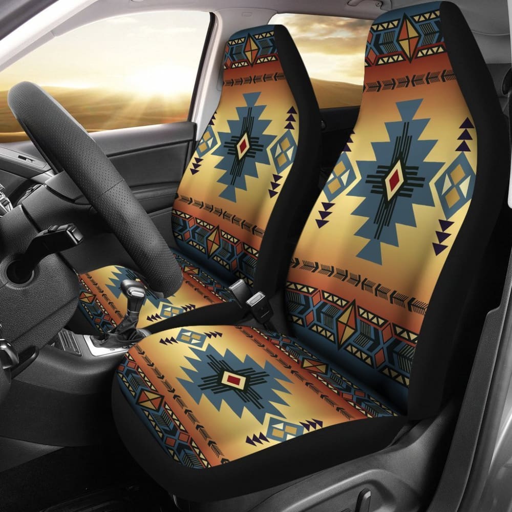 Premium Blue Diamond Triangle Native American Style Car Seat Covers - Handmade Southwest Design for Trucks & SUVs - Perfect for Road Trips, Camping & Daily Commutes