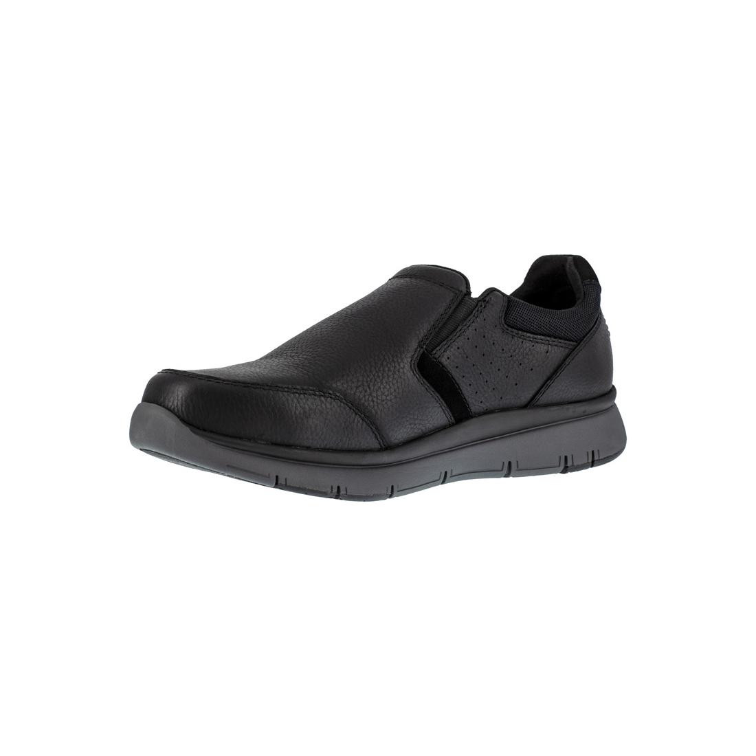 Primetime Casuals Men's Steel Toe Slip On Work Shoes - Black Safety Shoes for Construction, Warehouse & Industrial Work - Comfortable Non-Slip Work Boots for Electricians, Mechanics & Laborers