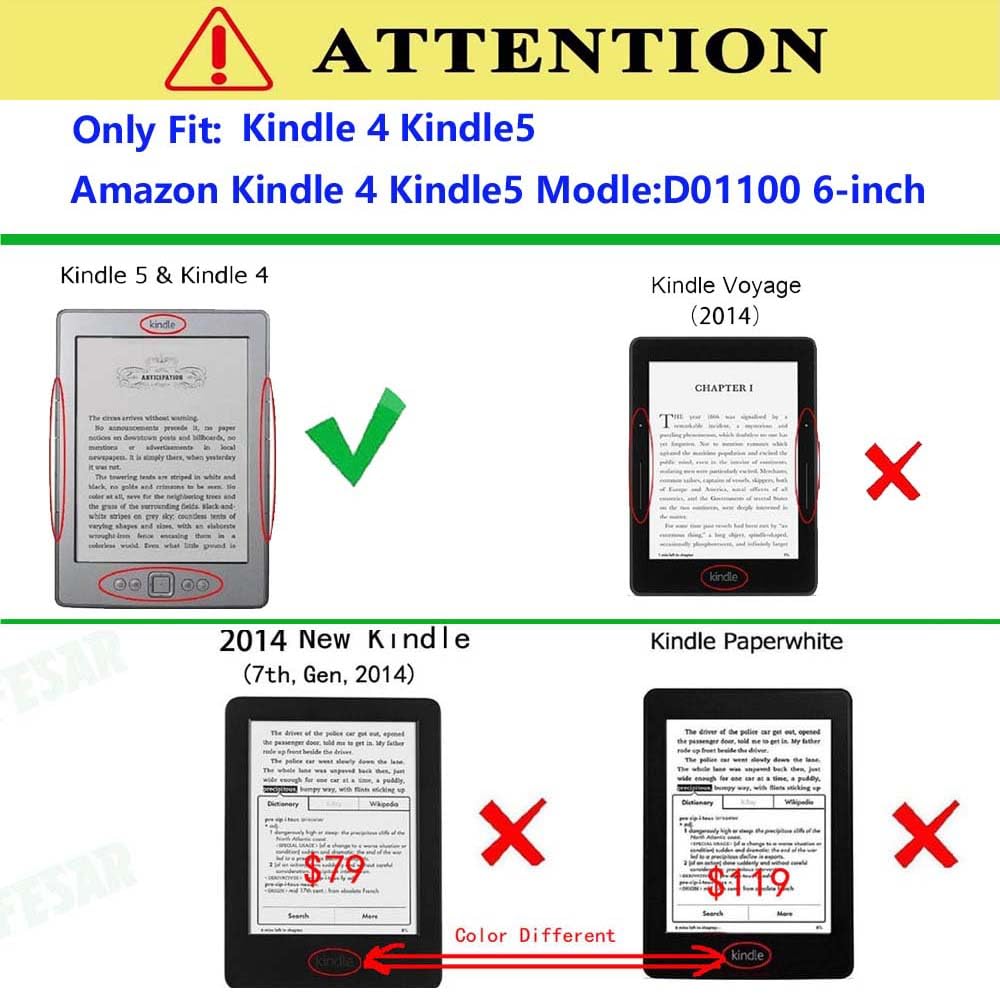 Thinnest & Lightest Slim PU Leather Cover for Kindle 5 & Kindle 4 - Sky Blue | Perfect for Reading, Travel & Daily Protection