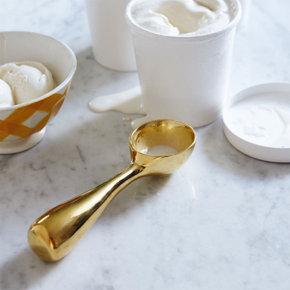Premium Brass Dessert Scoop - Elegant Ice Cream & Cake Serving Spoon - Perfect for Parties, Dessert Bars & Home Entertaining
