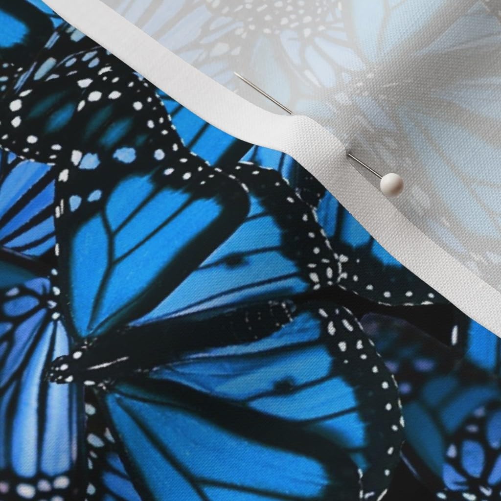 Blue Butterflies Monarch Kids Cobalt Black Spring Insect Printed Cotton Fabric by The Yard - Premium Spoonflower Fabric for Sewing, Quilting, Apparel, Crafts & Home Decor - Perfect for DIY Projects, Baby Clothes, and Wall Art