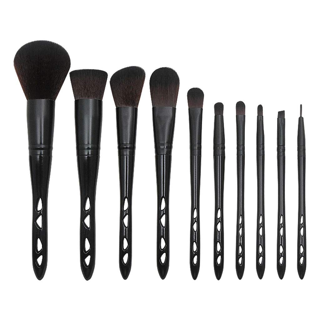10Pcs Black Makeup Brush Set for Nails, Eyeshadow & Eyeliner - Perfect for Salon & Home Use