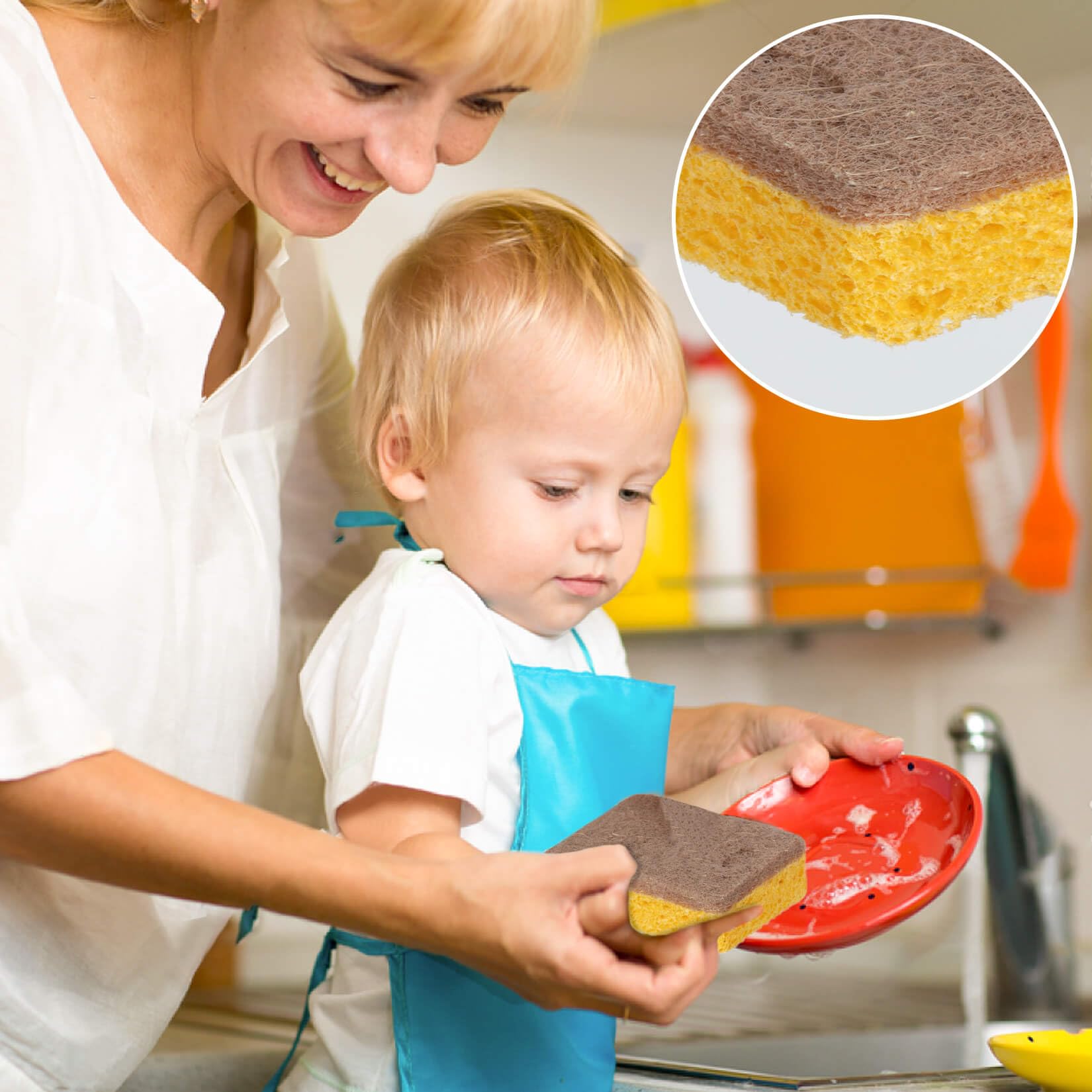 10PCS Natural Biodegradable Kitchen Sponges - Eco-Friendly Non-Scratch Dish Sponges for Cleaning Dishes, Cookware & Countertops | Perfect for Sustainable Home & RV Use