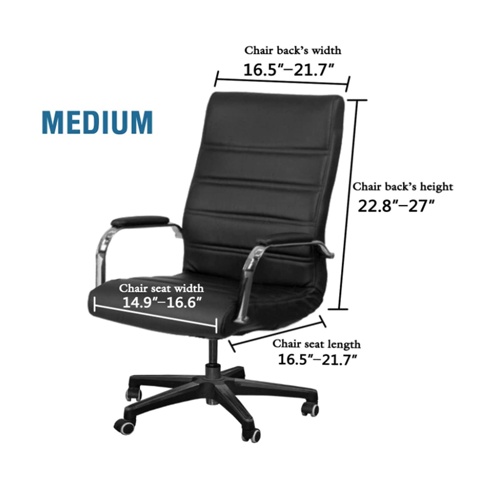 Stretchable Washable Office Chair Cover - Universal Fit for Computer & Rotating Chairs (Medium, Black) - Perfect for Home Office, Gaming & Workspace Protection