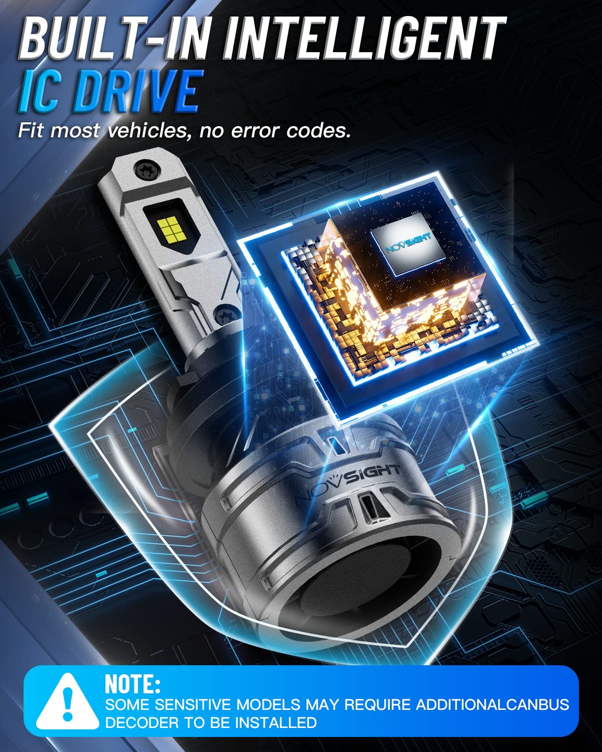 NOVSIGHT H11 9005 LED Light Bulbs Combo - 26000LM Super Bright, IP68 Waterproof, 6500K Cool White - Pack of 4 - Perfect for Car Headlights & Fog Lights - Easy Plug & Play Installation with Cooling Fan