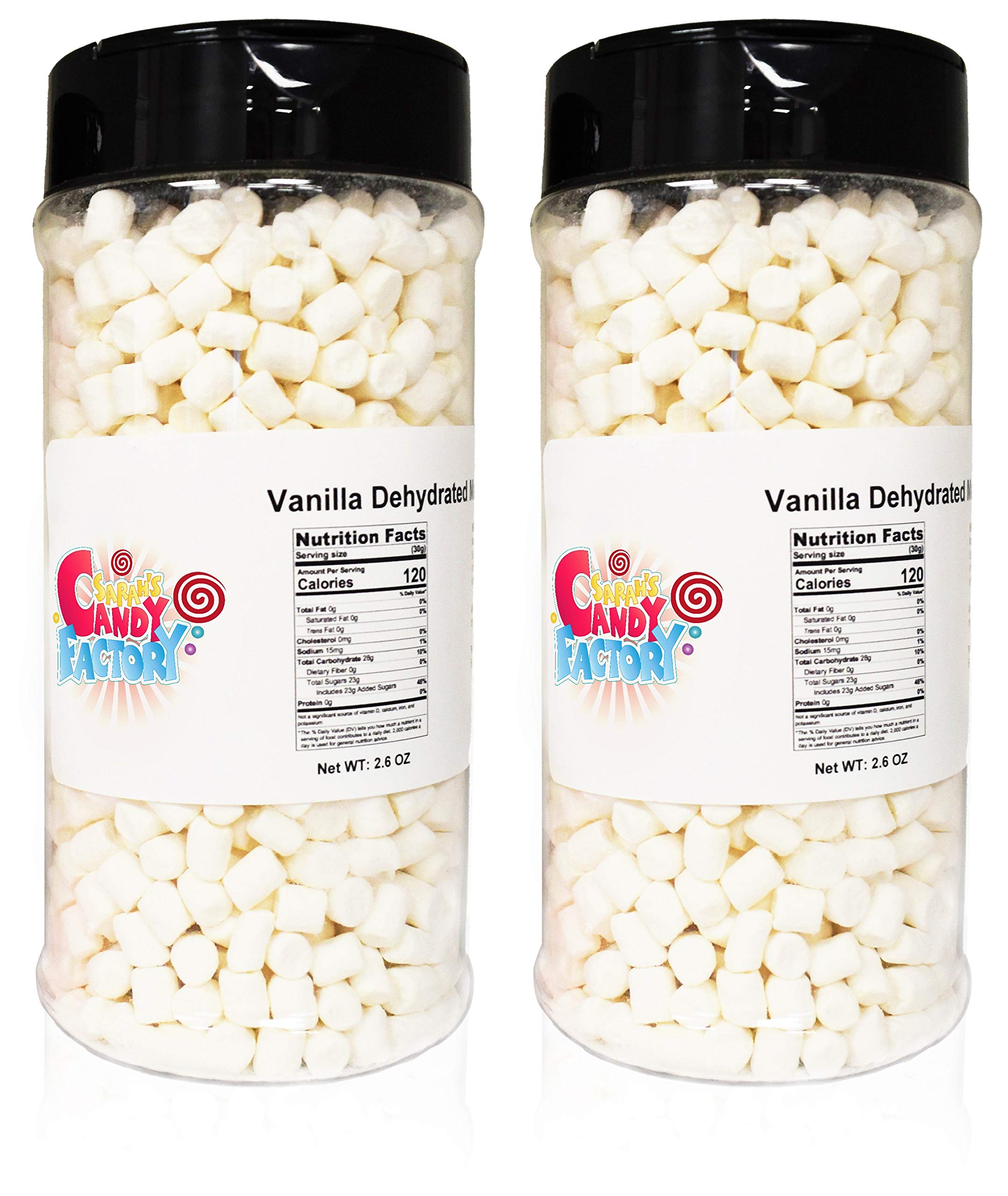 Sarah's Candy Factory Dehydrated Marshmallows Bits - Vanilla Flavored Mini Marshmallows in Resealable Jar for Baking, Hot Cocoa & Dessert Toppings