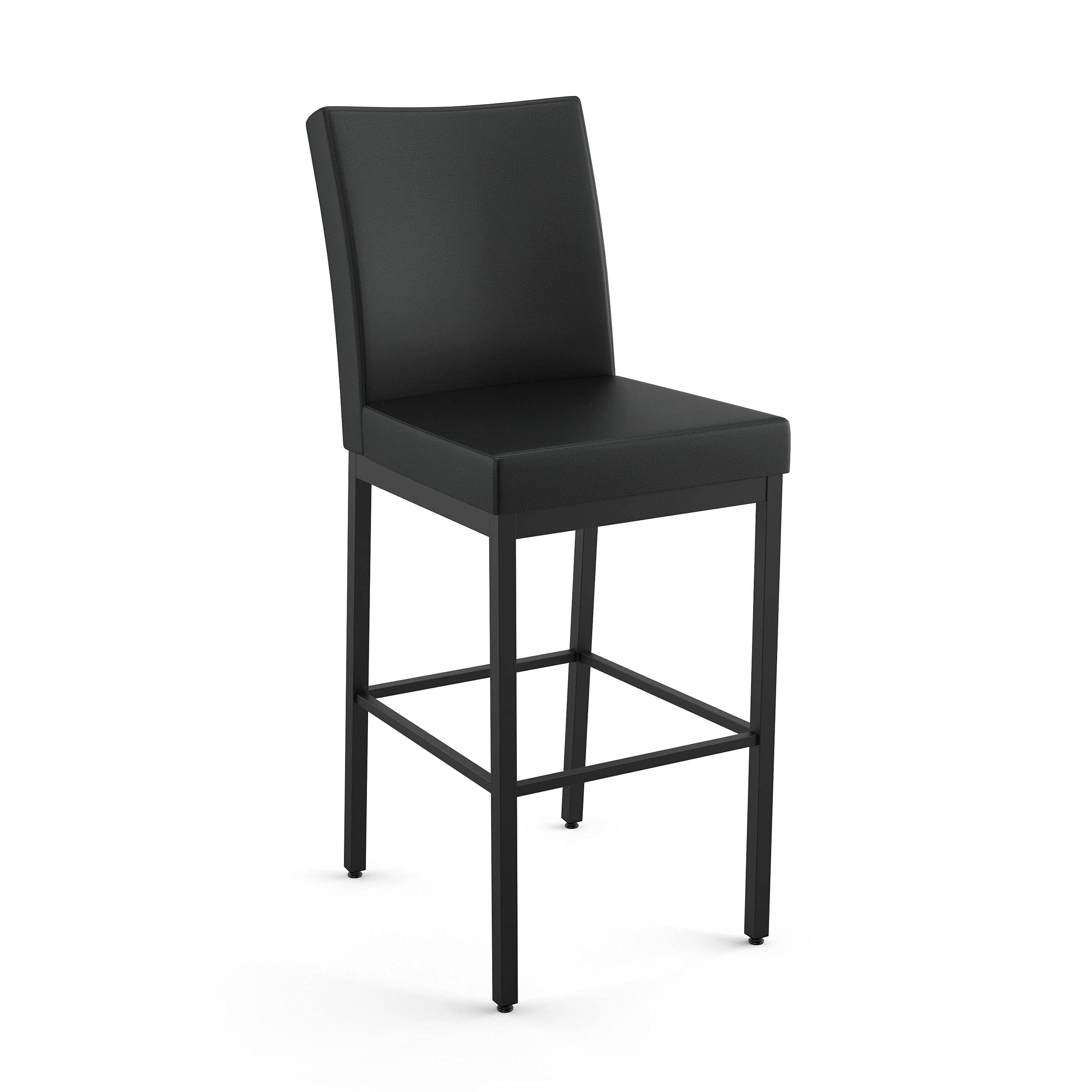 Amisco Perry 30 Inch Bar Stool - Charcoal Black & Brown Faux Leather Seat with Black Metal Frame - Perfect for Kitchen Island, Home Bar & Breakfast Nook