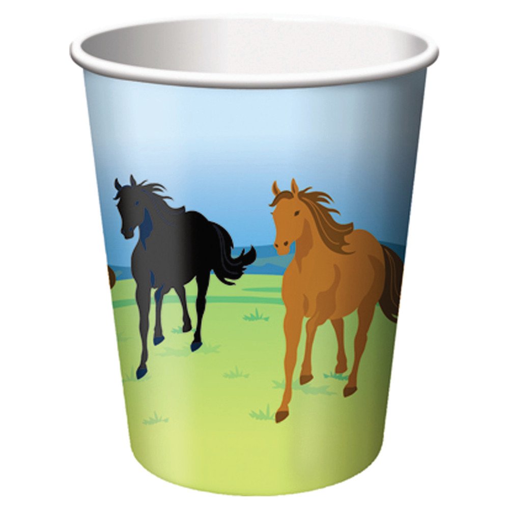 Creative Converting Wild Horses 8 Count 9-Oz Disposable Paper Cups - Perfect for Parties, Picnics, BBQs & Outdoor Events