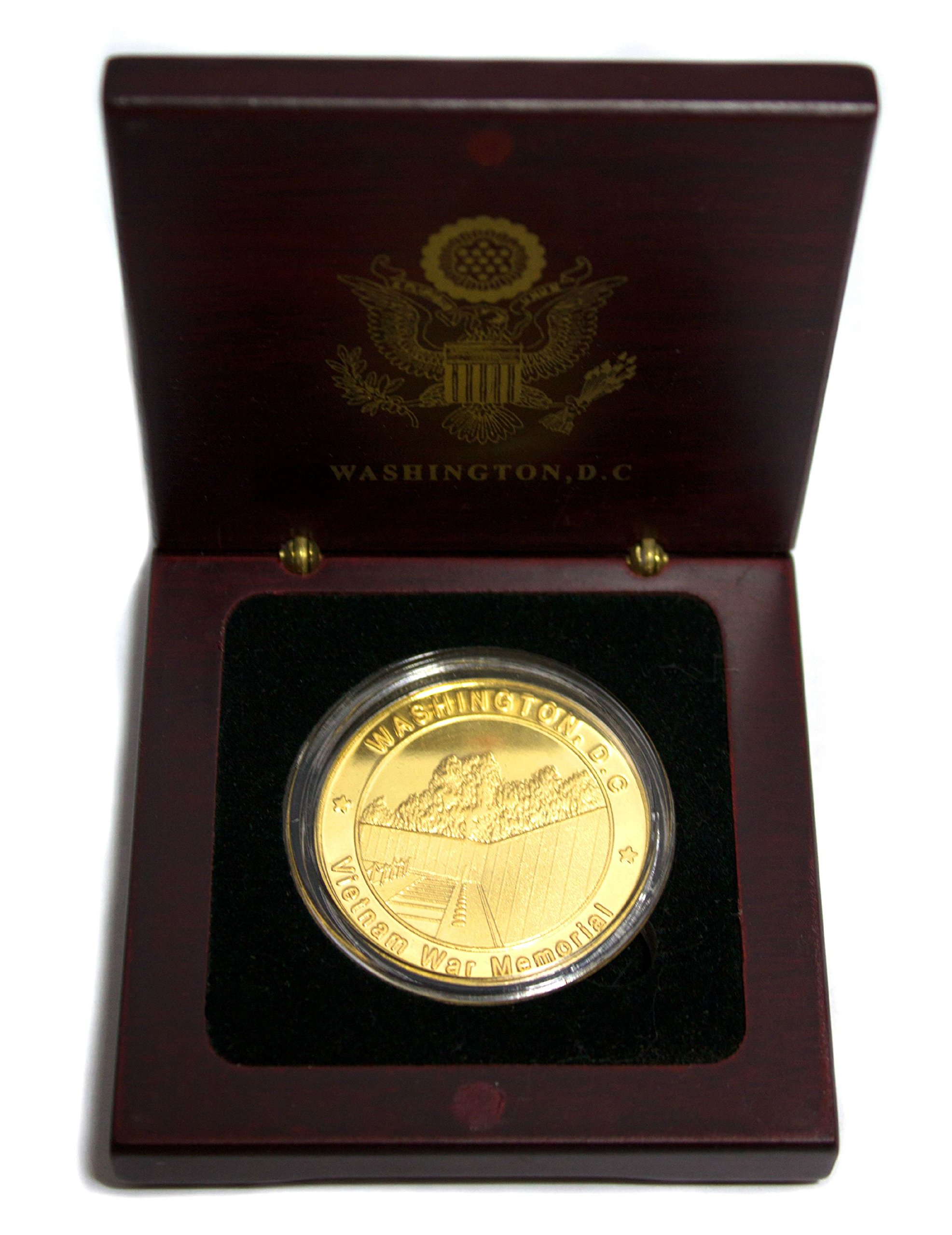 Vietnam War Memorial Coin Set in Handcrafted Wooden Display Box - Collectible Military Gift for Veterans & History Enthusiasts | Perfect for Display Cases, Shadow Boxes & Memorial Collections