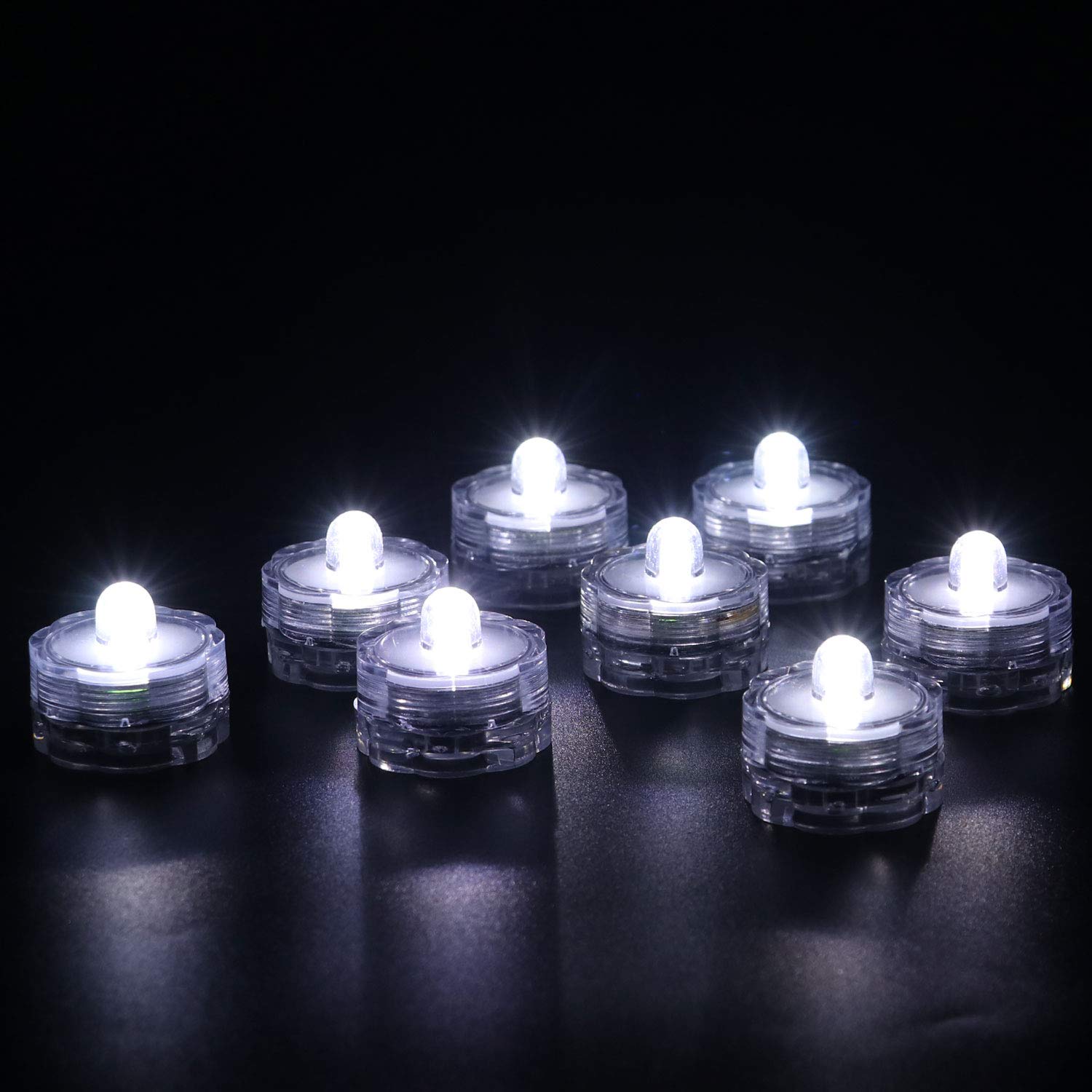 Rhytsing 12 Pack Waterproof Submersible LED Tea Lights - White Steady Flameless Candles with Batteries Included for Underwater Wedding Decor, Pool Party, Spa, Bathtub & Home Centerpieces