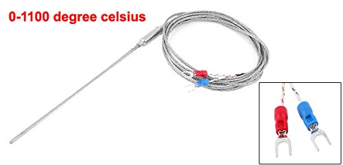 Uxcell 2m K-Type Thermocouple Temperature Sensor Probe with Controller (0-1100°C) - Perfect for Industrial Ovens, Kilns, and HVAC Systems