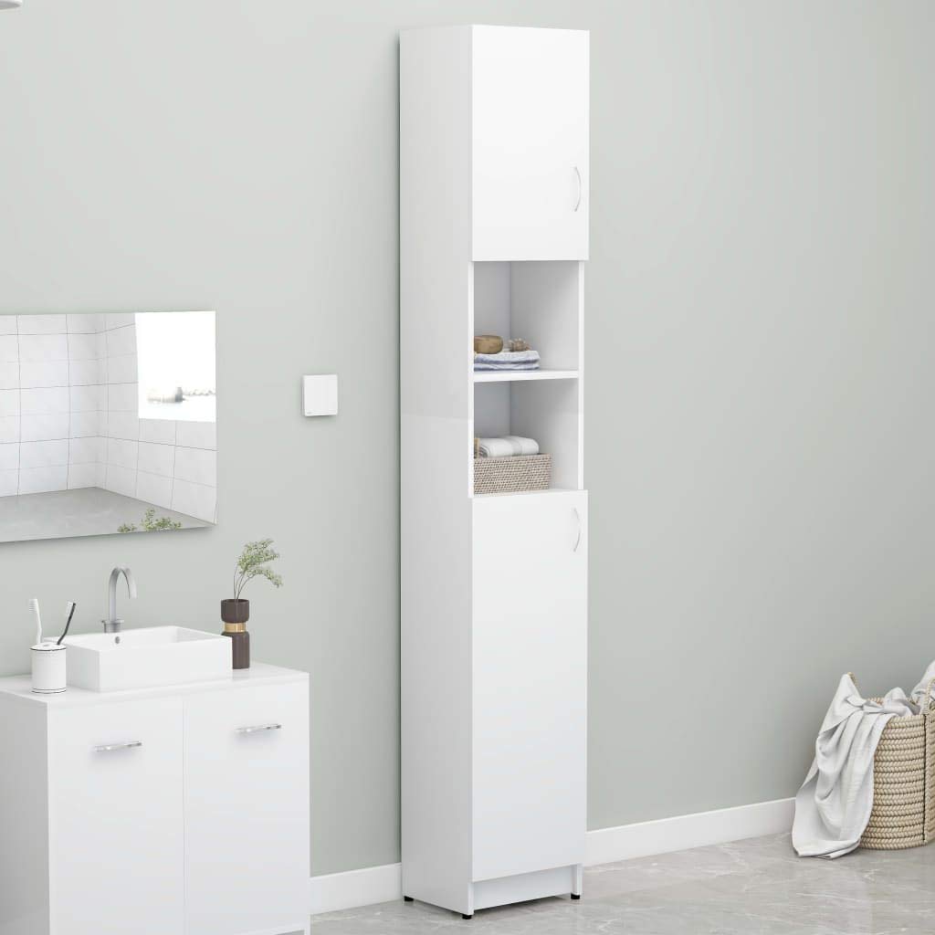 Space-Saving Bathroom Storage Cabinet with Doors & 2 Open Shelves - Waterproof Floor Organizer for Toilet, Laundry Room & Small Spaces | Bath & Linen Closet Organization