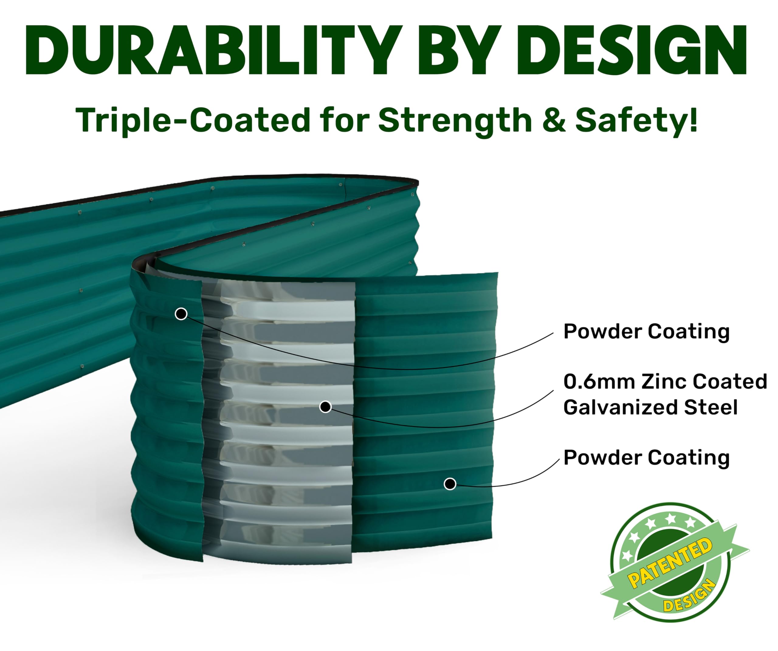 9-in-1 Galvanized Steel Raised Garden Bed Kit - 8×2×1.5 ft Modular Planter Box for Vegetables, Flowers & Herbs - 18