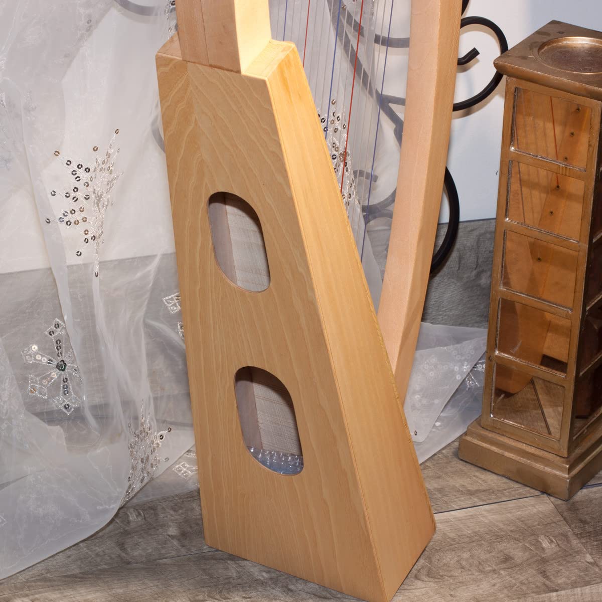 Roosebeck 19-String Pixie Harp with Full Chelby Levers - Lacewood Finish | Perfect for Beginners, Celtic Music & Home Decor