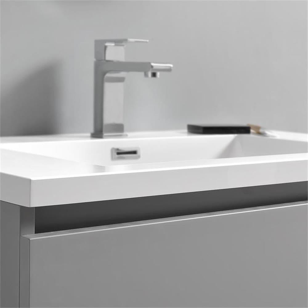Fresca Lazzaro 30 Inch Gray Modern Bathroom Vanity with Medicine Cabinet - Free Standing Contemporary Design (Faucet Not Included) - Perfect for Small Bathrooms, Master Suites & Home Renovations