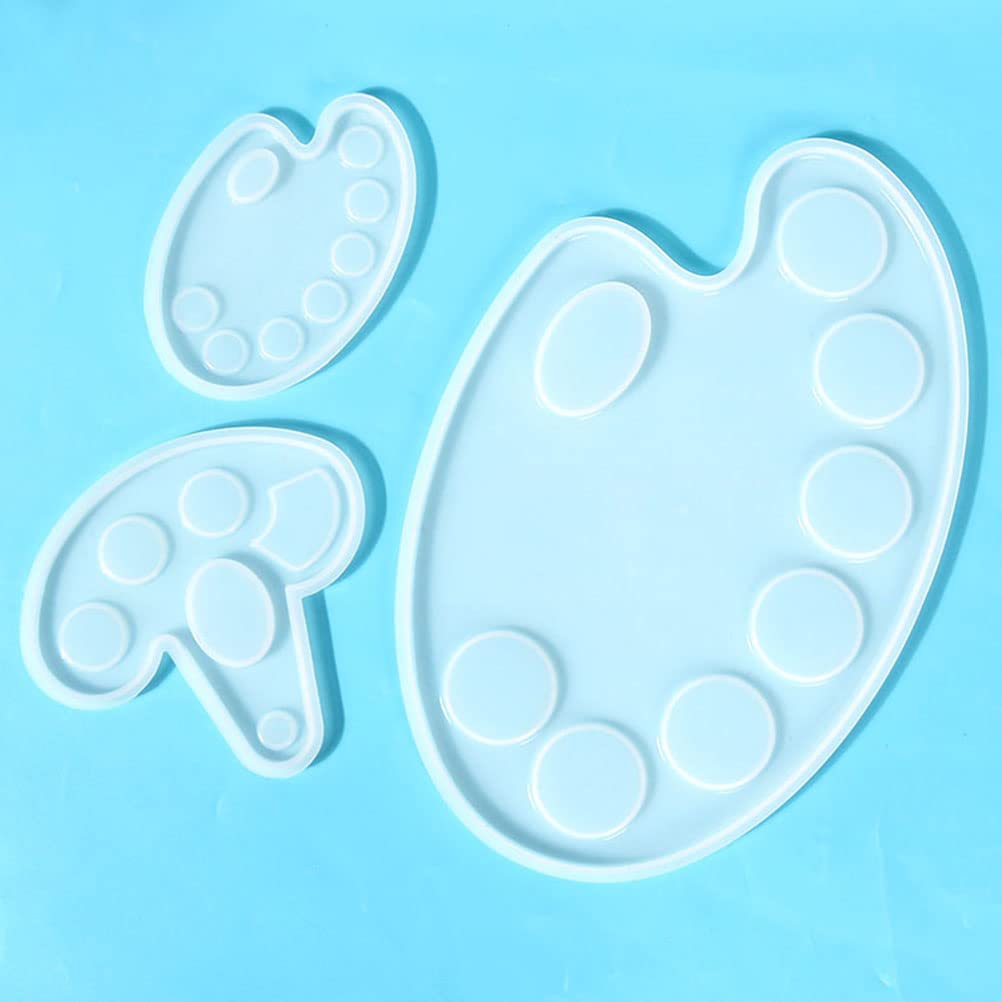 EXCEART 3Pcs Silicone Palette Molds for Nail Art, Epoxy Resin, Makeup & Paint - DIY Color Mixing & Fixing Plate - Perfect for Artists, Crafters & DIY Enthusiasts at Home or Salon