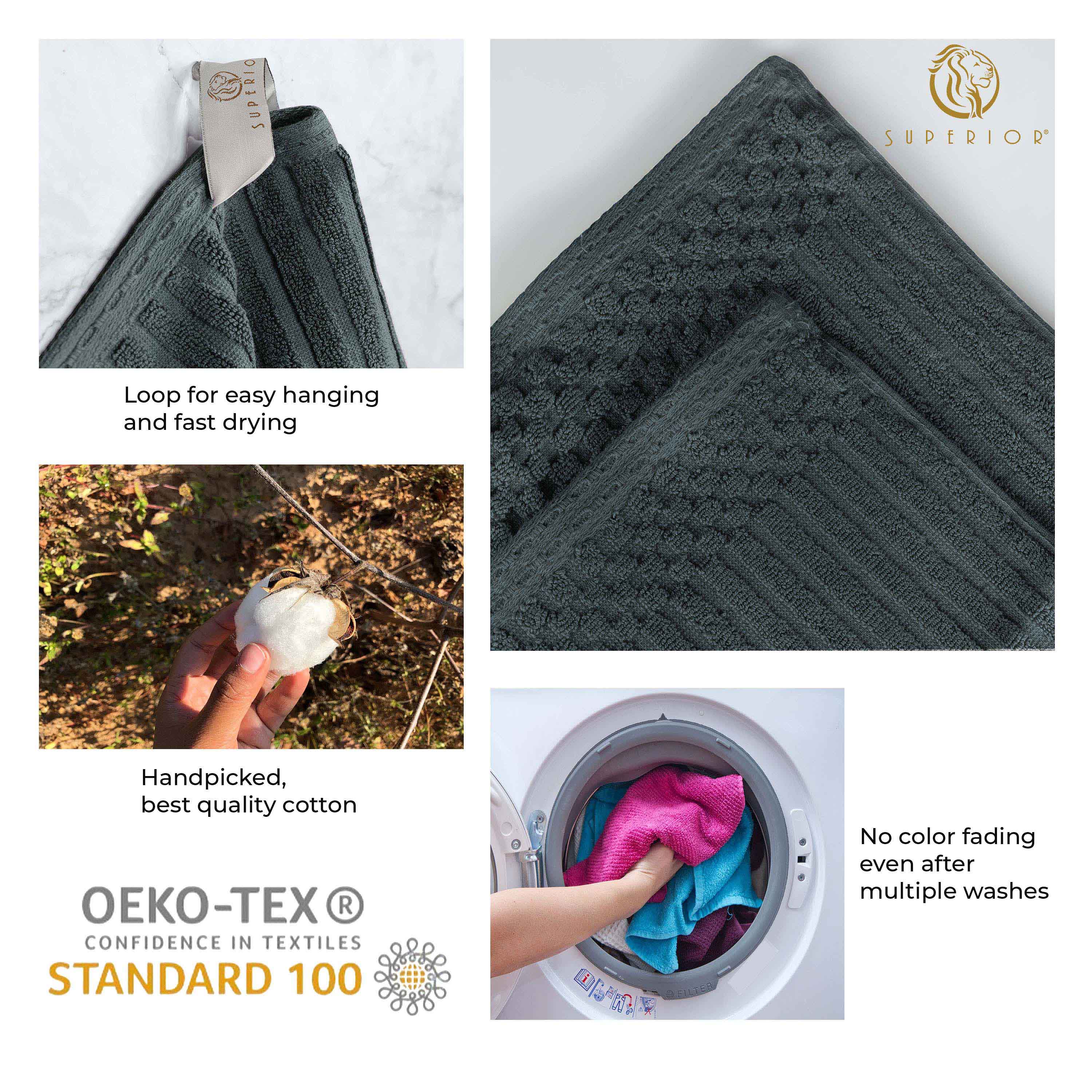 Premium Soho Ribbed Textured Cotton Hand Towels & Bath Sheets Set - Ultra Absorbent, Soft & Quick-Drying - Perfect for Bathroom, Spa, Gym & Guest Use